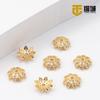Suporte de flor microincrustado com zircônia envolto em ouro 18K, espaçador de pulseira octogonal banhado a ouro, colar artesanal com retenção de cor, acessórios para tampa de flor