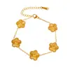 Directo del Fabricante, En Stock Pulsera de Acero Inoxidable 304 Grabada con Láser de Flor de Cinco Pétalos para Mujer, Pulsera de Moda y Lujosa Tendencia en Línea