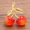 4 Colores 44x48 mm Accesorios para Joyería DIY de Aleación y Resina Encanto de Fruta Cereza Colgante de Cereza Colgante
