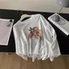Blusa de Lyocell Tencel con Protección Solar para Mujer Estilo Nuevo Bordado de Flores Cuello Redondo Camiseta Blanca de Manga Larga 26 Camisa de Verano para Aire Acondicionado