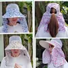 Sombrero para Ciclismo de Verano, Sombrero con Protección Solar, Velillo para Cubrir Cara y Cuello, Ala Ancha, Sombrero Integral para Mujer para Exteriores para Recoger Té