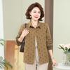 Roupa para Mãe Jovem Primavera e Outono Cardigã 50-60 Anos Mulheres de Meia-Idade e Idosas Camisa Estampada Tamanho Grande Jaqueta Elegante de Manga Longa
