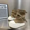 Botas de plataforma de sola grossa retrô para mulheres, novo estilo outono e inverno, com fivela de cinto, biqueira em concha, botas empilhadas, botas curtas casuais sem cadarço para mulheres