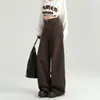 Jeans de pierna ancha color café para mujer 2024 otoño nuevo este año populares explosiones Maillard holgados ajustados rectos pantalones