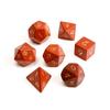 Dados Poliédricos de Piedra Roja Natural Grabados con Números Juego de Entretenimiento de Rol D&D Juego de Siete Piezas Z04