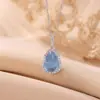 Colgante de Calabaza de Plata de Ley S925 Aquamarina Yiluyin, Nuevo Estilo Chino, Cadena para Clavícula Azul Fresco y Versátil