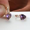Aretes de Corazón Esmeralda con Diamantes de Zirconia Chapados en Oro Blanco para Mujer de Amazon European and American Jewelry
