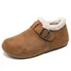 Zapatos Birkenstock con forro de felpa 2026 Invierno Nuevos Zapatos Retro Peludos para Exteriores Slip-on Engrosados Cálidos Casuales Botas de Algodón para Mujer