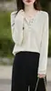 Camisa feminina de algodão puro com mangas compridas, estilo casual transfronteiriço, com design de carcela meio aberta, modelagem solta e casual para primavera e outono