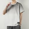 Playera de Algodón de Manga Corta para Hombre Verano Nueva Moda Holgada Cuello Redondo Cambio de Color Degradado Media Manga Camiseta para Hombre Top Combinable