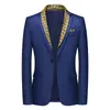 Terno de comércio exterior masculino, tamanho europeu, casual e estiloso, terno pequeno com design de retalhos, terno falso de duas peças, business casual, traje formal para homens