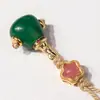 Ágata Verde y Ágata Roja del Sur Set Tradicional Dorado de Tres Piezas con Cabeza de Buda y Bodhi Vajra Cadena Larga de 108 Cuentas Accesorios