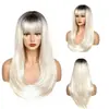 Peluca europea y americana de estilo transfronterizo, larga, recta, ligeramente ondulada, con capas y flequillo, disponible para venta al por mayor desde el fabricante