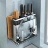 Soporte para cuchillos sin perforaciones montado en la pared jaula para palillos de cocina integrada estante de almacenamiento para soporte de cuchillos de cocina estante de almacenamiento para cuchillos tabla de cortar