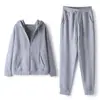Conjunto casual para hombre y mujer, nueva colección de otoño, corte holgado, tallas grandes, sudadera y pantalón de chándal modernos, conjunto deportivo y casual de dos piezas, gris