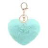 Colgante de Pompón con Forma de Corazón Transfronterizo al por Mayor, Decoración de Peluche para Coche, Llavero con Forma de Corazón para Parejas, Pompón del Día de San Valentín