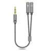 Fone de ouvido para laptop 3,5 mm um minuto dois adaptadores cabo corda de cânhamo trançado fone de ouvido microfone dois em um áudio