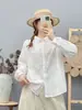 Colección Otoño 2026 Bordado Jacquard Artístico Cuello Solapa Cardigan Color Sólido Manga Larga Camisa Top Venta al por Mayor