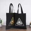 Bolsa de Lona Cruzada Portátil Creativa de Moda Negra Bolsa de Lona Publicitaria Creativa Bolsa de Algodón Personalizada Personalizada