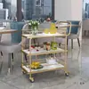 Carro Móvil Nórdico, Carrito de Almacenamiento de Alta Gama, Carrito de Bebidas para Hotel, Carro de Comedor de Hierro Dorado de Múltiples Niveles, Carrito de Servicio para Restaurante