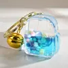 Botella de Arena Movediza de Gelatina de Frijol de Acrílico Colgante para Mochila Llavero Lindo y Colorido Llavero Colgante de Accesorios de Gelatina de Frijol