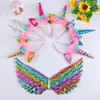 Venta al por mayor de fábrica Diadema Luminosa de Unicornio para Fiesta Infantil de Vacaciones Halloween Alas de Ángel Arcoíris Adorno para la Cabeza