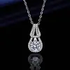Xiaohongshu Kuaishou Douyin Influencer En Vivo Collar Chapado en Plata Piedra de Alto Carbono Diamante Cuadrado Lágrima Forma de Pera Colgante para Mujer Venta al por Mayor