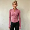 Chaqueta Deportiva con Cuello Alto y Cremallera para Mujer Ropa de Yoga Manga Larga con Agujeros para el Pulgar Alta Elasticidad Ropa Europea y Americana para Fitness Running Entrenamiento