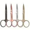 Venta al por mayor de fábrica herramientas de belleza tijeras recortadoras de cejas de acero inoxidable color oro rosa recortador de cejas de punta recta tijeras de belleza
