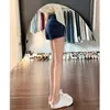 Shorts Jeans Azul A-Line para Mulheres Verão 2025 Novo Cintura Alta Emagrecimento Solto Cobre a Carne Versátil Casual Hot Pants