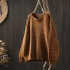 Suéter Feminino Tricotado Solto Emagrecedor para Outono 2023 Pulôver Simples de Gola Redonda Camiseta Básica Estilo Preguiçoso Suéter de Inverno para Mulheres