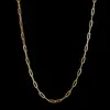 Cadena para Clavícula Cuadrada de Eslabones Anchos tipo Clip de Papel Cadena Cruzada Estilo Ins Moderna Versátil Cadena de Acero Inoxidable Chapada en Oro de 18K