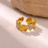 Anel Geométrico Minimalista Estilo Ins Cravejado com Diamantes, Anel em Forma de Coração Estrela Solar, Joia Elegante Personalizada para Mulheres, Tendência