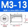 SO-M2M3M4M5M6M8 Remache Hexagonal Galvanizado de Agujero Pasante Placa de Presión Tuerca de Chapa Columna Espárrago de Acero al Carbono