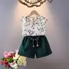 Conjunto Doloke liso para bebê menina floral estilo coreano doloke comércio exterior estilo verão menina fresca duas peças estilo ocidental