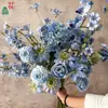 26 Anos de Materiais Florais Azul Escuro de Alta Qualidade, Materiais de Flores de Seda para Vitrines, Paisagismo, Adereços para Estúdio de Fotografia, Flores Artificiais