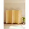 Biombo plegable para entrada de sala de estar, biombo plegable para oficina, madera maciza tejida de bambú, simple y móvil con ruedas