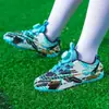 Nuevos zapatos de césped para fútbol escolar con hebilla giratoria al por mayor para niños, zapatos de entrenamiento de fútbol morados