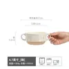 Tazón de Cerámica Vintage con Doble Asa Tazón para Fideos Tazón para Yogur Tazón con Doble Asa Plato Redondo Tazón para Sopa Tazón Estilo Japonés Vajilla Venta al Mayoreo Esmaltado al Horno