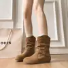 2026 Nuevas Botas Cortas de Otoño para Mileniales que Aumentan la Altura Interior Estilo Caliente Súper Bonitas Botas Apiladas Bo Ken para Mujer con Faldas