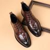 Sapatos de Algodão Masculinos, Couro de Vaca de Primeira Camada, Sapatos de Couro Quentes de Veludo de Inverno, Sapatos Sociais de Couro Genuíno Britânico para Trabalho, Roupa Formal de Negócios, Sapatos Masculinos de Algodão de Segunda Camada