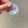 Brincos Longos com Franjas de Cristal Borboleta Degradê Exquisitos de Luxo Leve Design de Nicho Novos Presilhas de Orelha Sem Furo