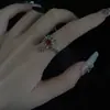 Anillo Transfronterizo Retro Exagerado Cruz Oscura Amor Rojo Circonita Dedo Anular Anillo Abierto Ajustable