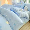 Juego de Ropa de Cama de Algodón Clase A Grado Madre-Bebé Juego de Tres Piezas Funda de Edredón Completamente de Algodón Sábana Bajera Sábana Plana Funda de Edredón Dormitorio Estudiantil