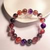 Pulsera de Cristal Super Siete Natural para Mujer Versión Cristal Cristal de Cabello Púrpura Tres Vueltas Espina Dorsal Cristal de Fresa Pulsera de Regalo para Pareja para Hombre