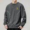 Envío RápidoNueva Sudadera de Manga Larga con Cuello Redondo Holgada de Primavera y Otoño, Camiseta Base Estampada de Moda para Hombre