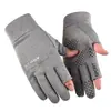 Luvas Externas para Homens Ciclismo Outono e Inverno Quente Forradas com Fleece Tela de Toque à Prova de Vento Esportes Luvas de Dirigir Pesca Vazamento Dois Dedos