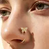Anel de Nariz Mais Vendido na Amazon Design de Nicho Europeu e Americano Piercing Stud de Nariz Zircônia Inlaid Borboleta Joia de Nariz Ajustável para Piercing