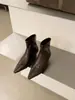 Botas de Cano Curto Elegantes com Salto Bloco e Bico Fino para Mulheres, Outono/Inverno 2026, com Zíper nas Costas, Botas da Moda para Mulheres