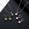 Novo AliExpress Simples Moda Elegante Jóias Combinação Colar Brincos Terno Redondo Multicolorido Pingente de Zircônia